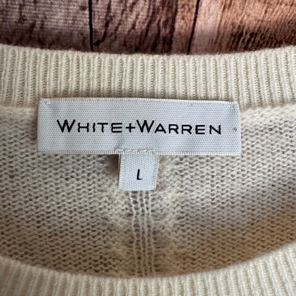 White + Warren Sweater Cashmere Cable Knit Minimalist Fall Classic Luxury Large - Picture 9 of 9